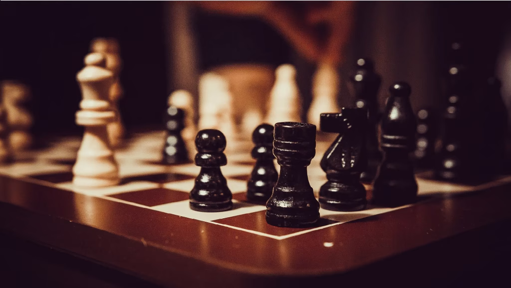 Strategic decision-making represented by a chessboard